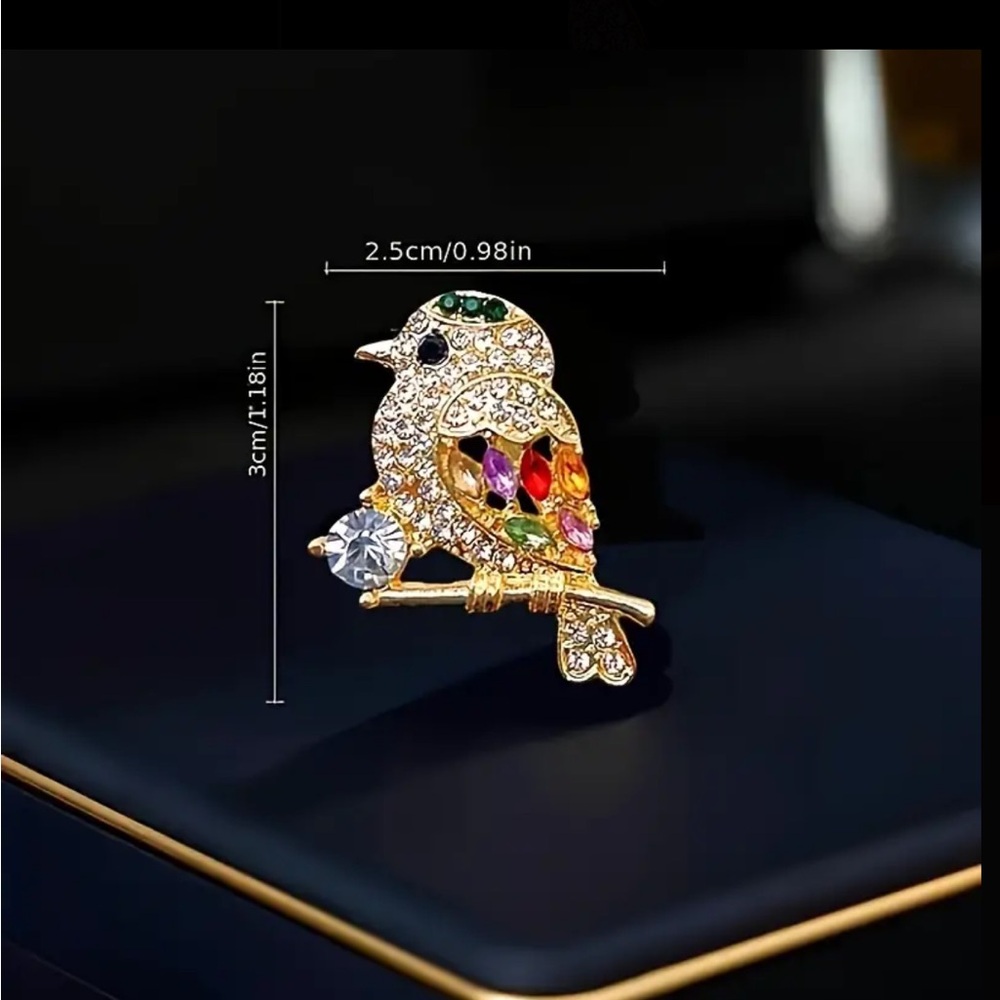 Colorful Rhinestone Bird Brooch - Picture 3 of 4